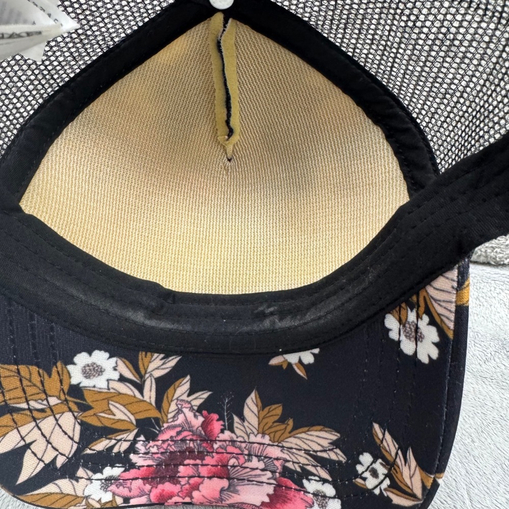 Billabong Trucker Hat Womens OS Black Pink Floral Snapback Mesh Cap Excellent - Picture 9 of 10